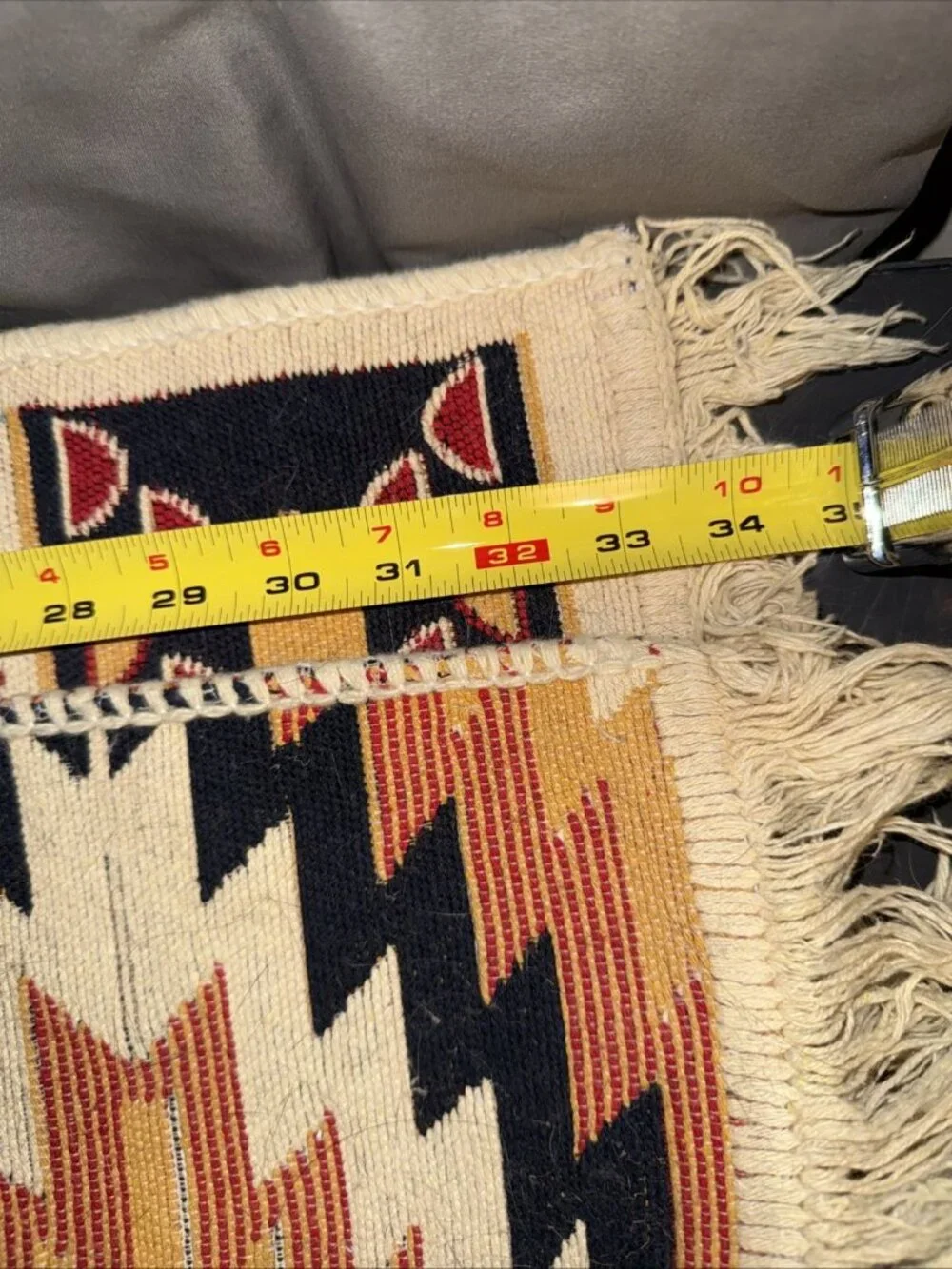Aztec Indian Mat Rugs (2) Hand Woven Wool Reversible Multicolor 33.5”L x 21.5”W